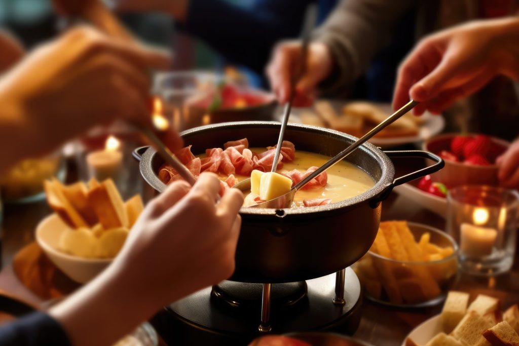 Noite de fondue: como fazê-la perfeitamente | Foto de várias pessoas comendo fondue de queijo | Atacadão